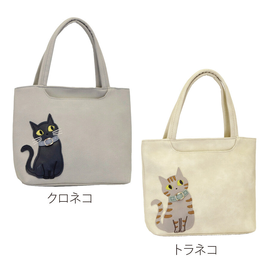 日本JP直送 流行的貓圖案手提袋,包括花貓、虎斑貓、黑貓和白貓{10月30截單;預計10-14 工作天發貨}