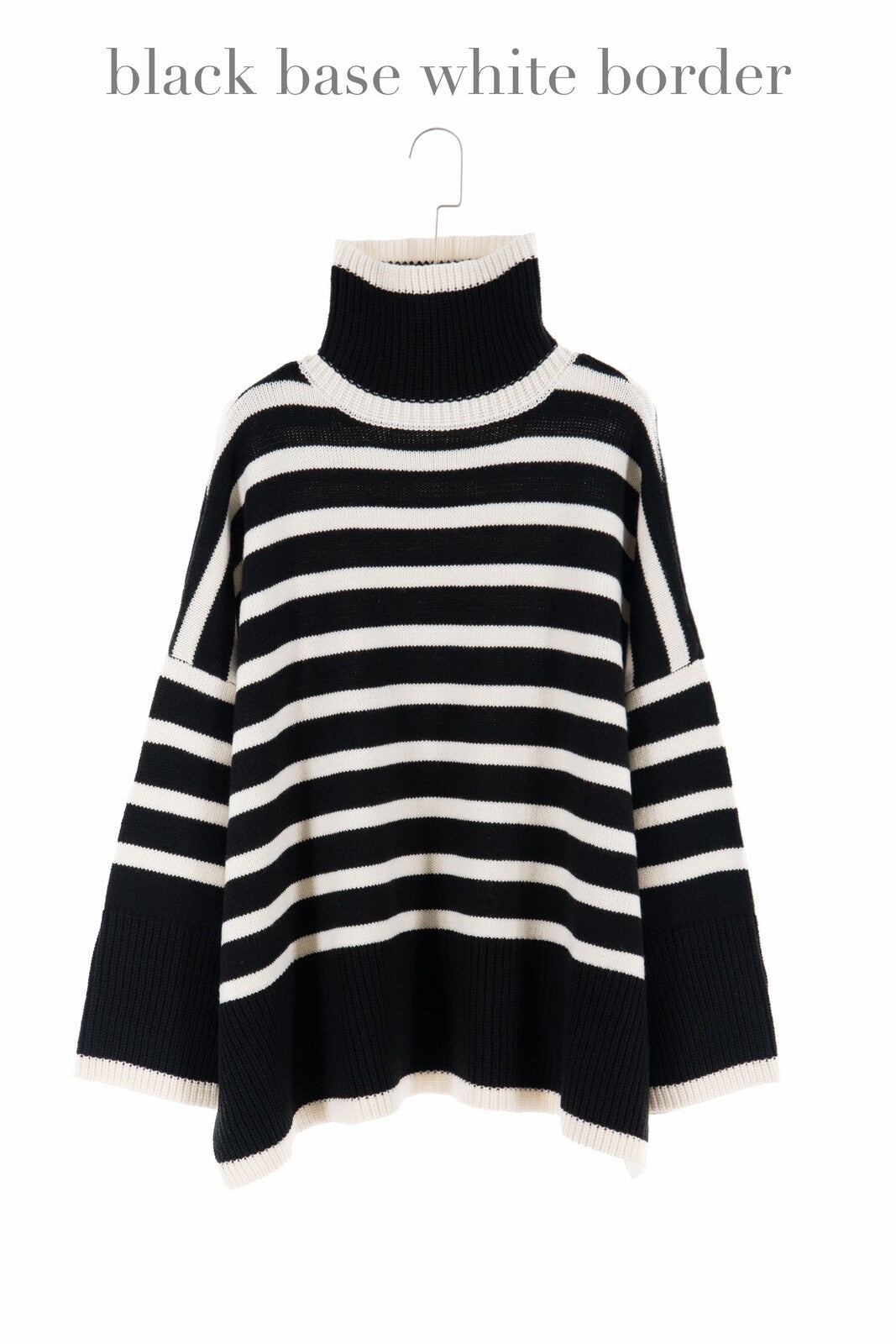 日本JP 直送 【2025秋冬新品 - 三種顏色可選】休閒高領寬條紋針織衫{1月15截單;預計10-14工作天發貨}