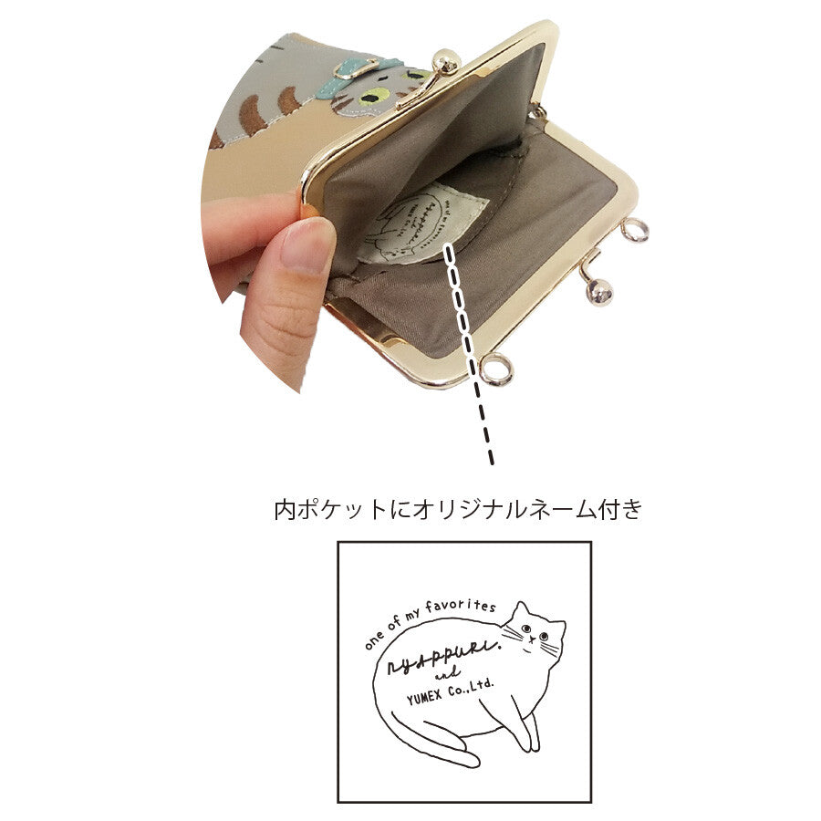 日本JP直送 人氣貓咪圖案搭扣錢包,可雙向斜挎,適合放置智慧型手機{10月30截單;預計10-14 工作天發貨}