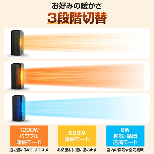 日本JP直送 靜音陶瓷加熱器、1秒預熱、智慧恆溫感測器加熱器、緊湊型、ECO模式、風扇加熱器{10月30截單;預計10-14 工作天發貨}