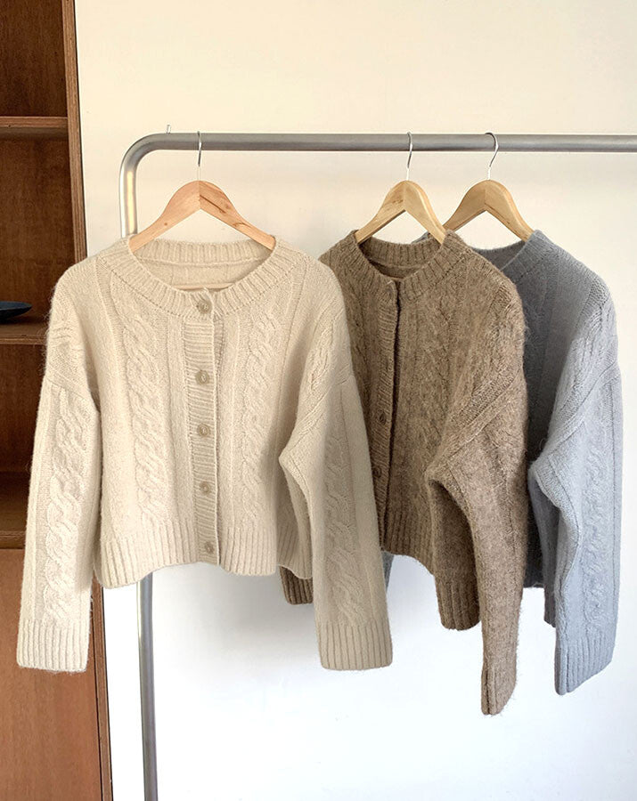 日本JP直送 開襟衫《麻花針織開襟衫,3色可選》{11月30截單;預計10-14工作天發貨}