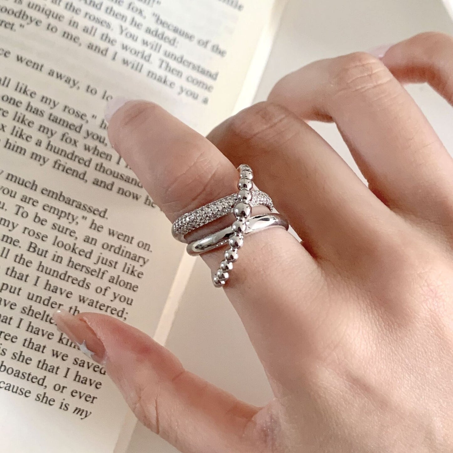 韓國戒指,均碼,925鍍銀,S925戒指,925銀{11月30截單;預計10-14工作天發貨}