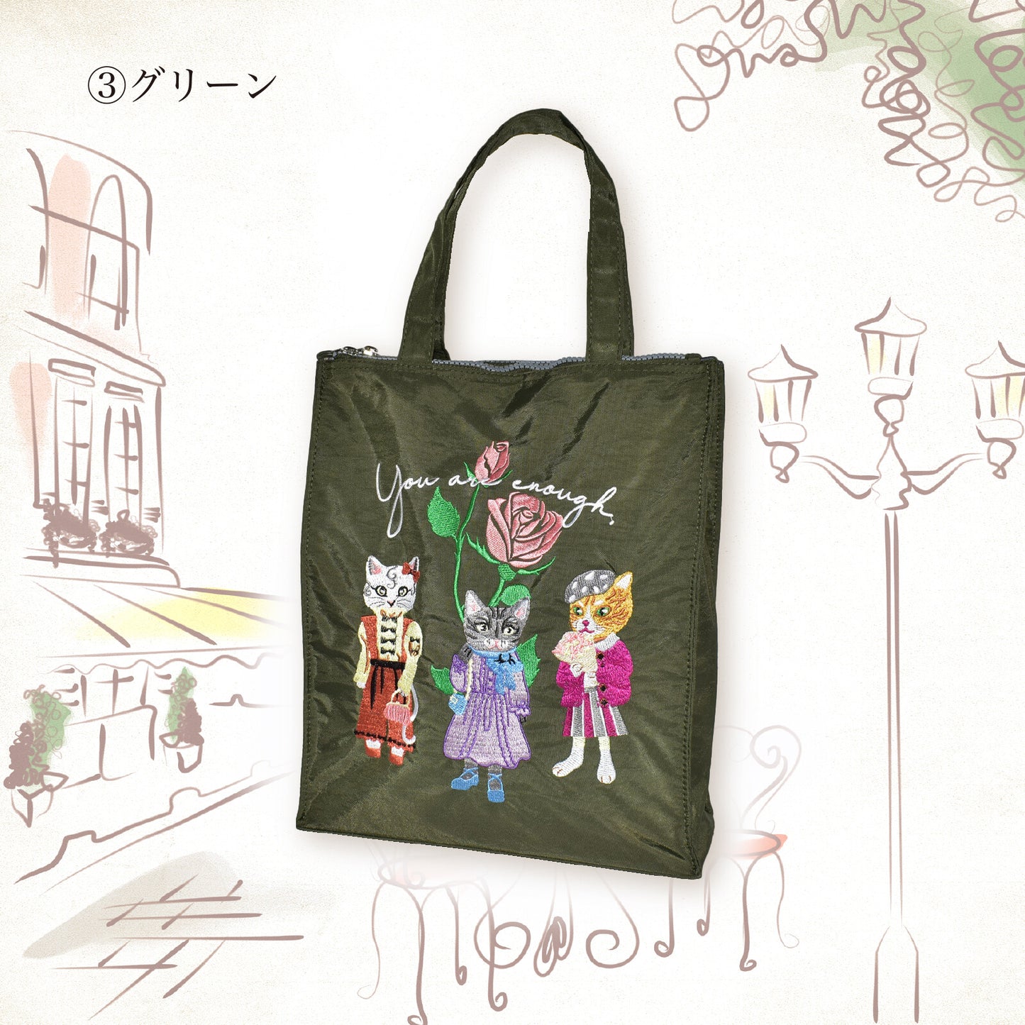 日本JP直送 (2025)新女士托特包時尚貓咪刺繡,人氣商品{10月30截單;預計10-14工作天發貨}