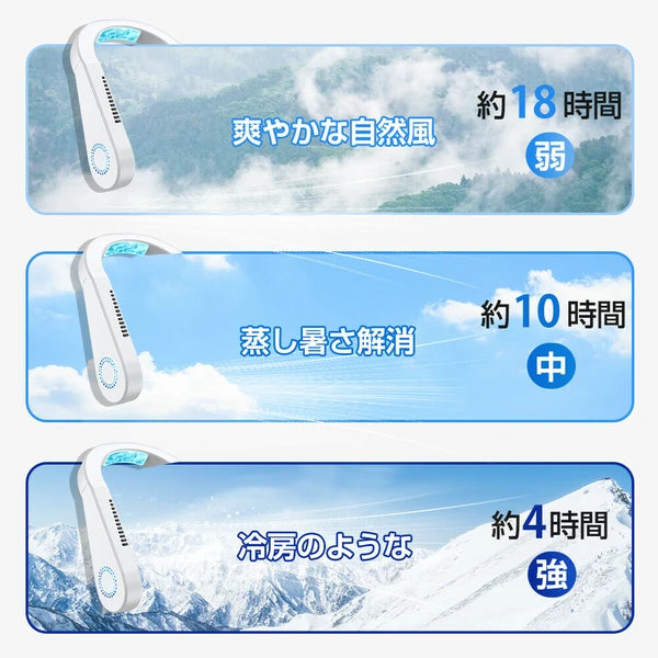 日本JP直送頸風扇,頸部冷卻器,輕便,無葉,3D上下氣流,頸部懸掛,3級氣流調節,大容量電池 {10月30截單;預計10-14 工作天發貨}