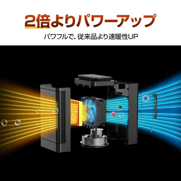 日本JP直送 靜音陶瓷加熱器、1秒預熱、智慧恆溫感測器加熱器、緊湊型、ECO模式、風扇加熱器{10月30截單;預計10-14 工作天發貨}