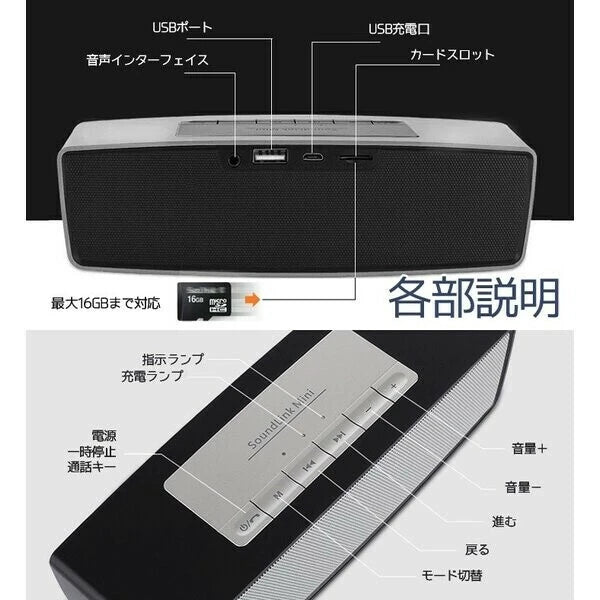 日本JP直送 藍牙立體聲揚聲器,具有深沉低音、MicroSD 卡支援、免持通話和有線連接 {10月30截單;預計10-14 工作天發貨}