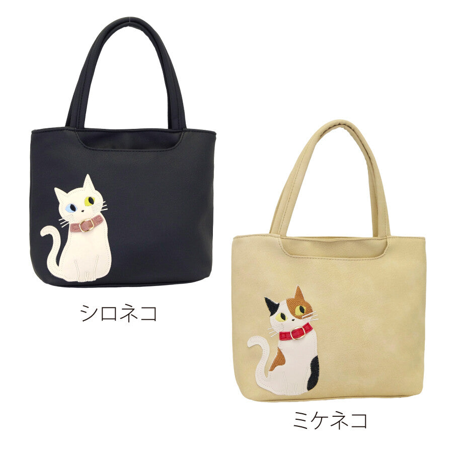 日本JP直送 流行的貓圖案手提袋,包括花貓、虎斑貓、黑貓和白貓{10月30截單;預計10-14 工作天發貨}