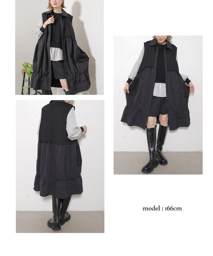 日本JP直送   腰部拱起，對比色布料，抽繩下擺，前開背心，2025 年新款 {11月30截單;預計10-14工作天發貨｝