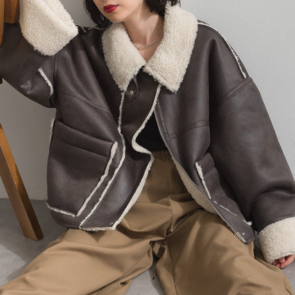 曰本JP直送 仿羊毛粘合夾克，帶羊毛襯裡 [2025 年秋冬新品] {11月30截單;預計10-14工作天發貨｝