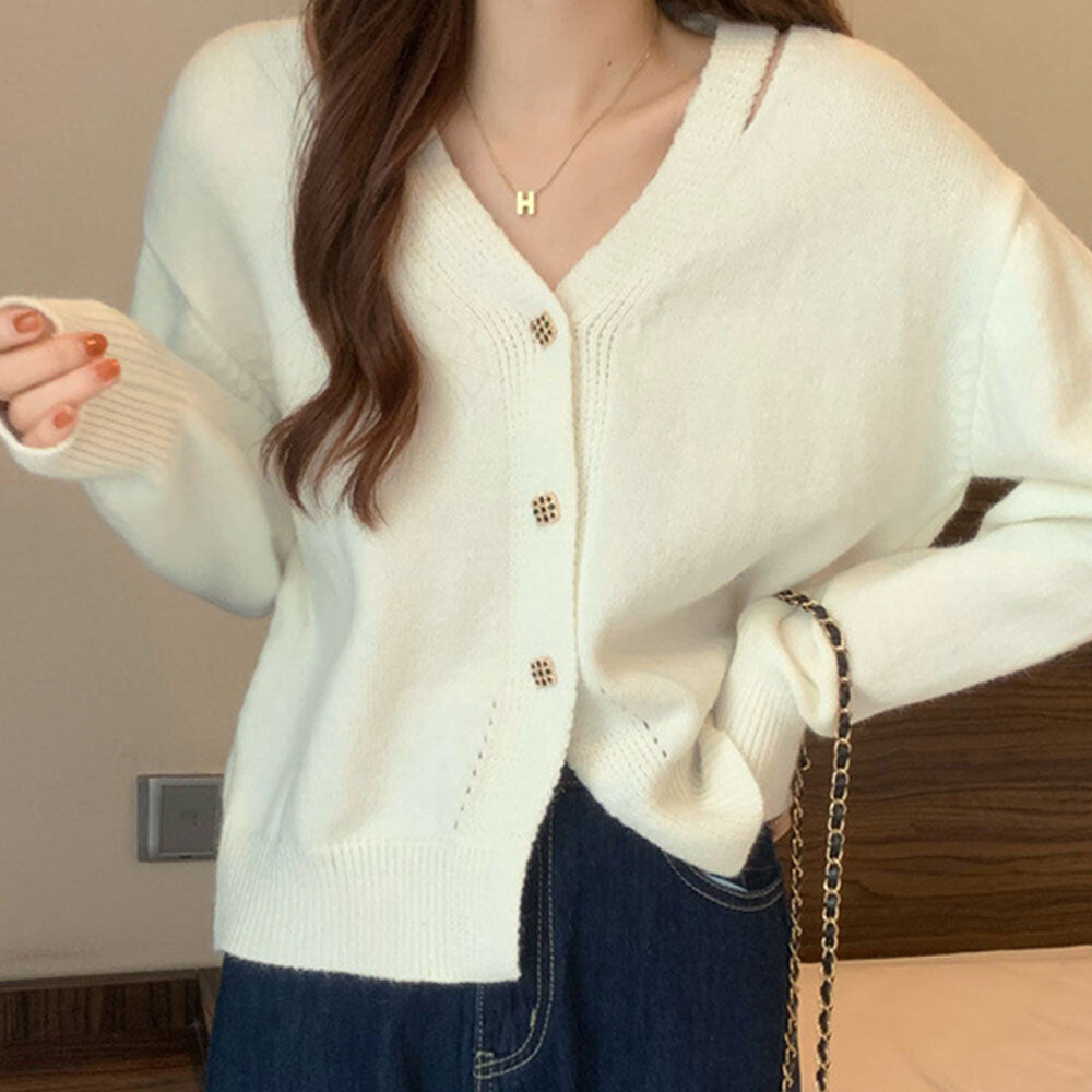 日本JP直送  開襟衫《肩部開衩針織開襟衫》 {11月30截單;預計10-14工作天發貨｝