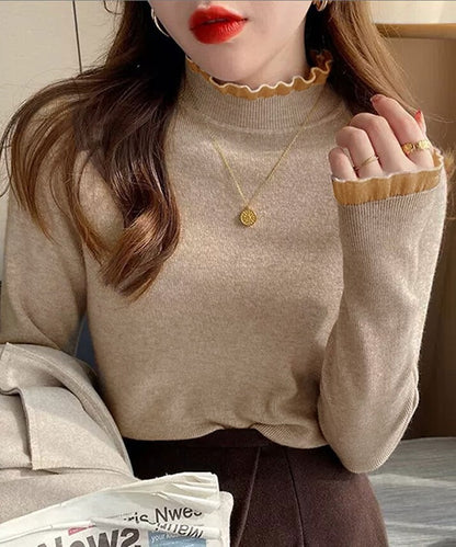 日本JP直送  針織《高領荷葉邊針織上衣，7色可選》{11月30截單;預計10-14工作天發貨｝