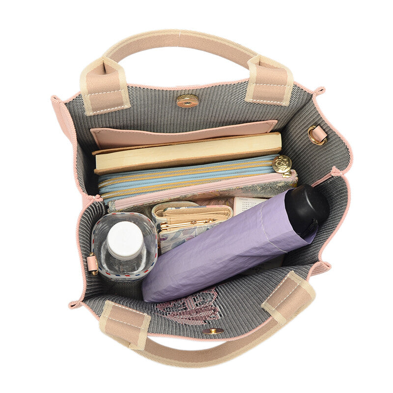 日本JP 直送   【2025新品】時尚貓咪印花針織兩用包 <Minyu> 單肩包 推薦{11月30截單;預計10-14工作天發貨｝