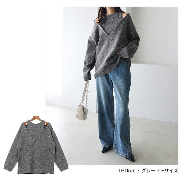 曰本JP直送 肩部開衩的多層針織上衣{11月30截單;預計10-14工作天發貨｝