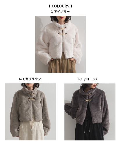 曰本JP直送  兔毛風格生態皮草短版大衣（附銜扣）[2025 秋冬新品] {11月30截單;預計10-14工作天發貨｝