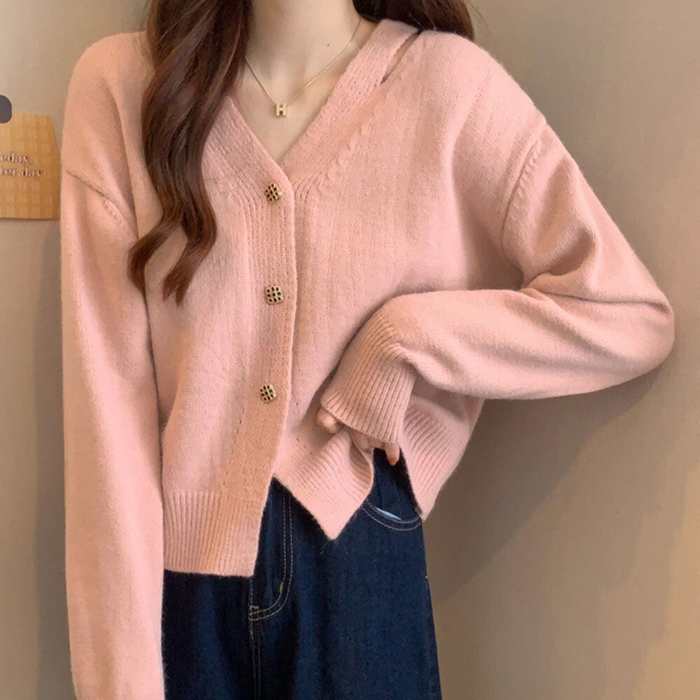 日本JP直送  開襟衫《肩部開衩針織開襟衫》 {11月30截單;預計10-14工作天發貨｝