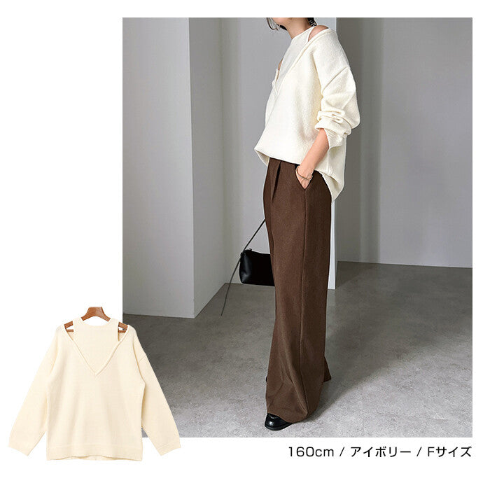 曰本JP直送 肩部開衩的多層針織上衣{11月30截單;預計10-14工作天發貨｝