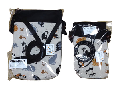 曰本JP直送  YU* 日本商品 貓咪 Biyori 系列斜背包，附前口袋和智慧型手機袋 {11月30截單;預計10-14工作天發貨｝