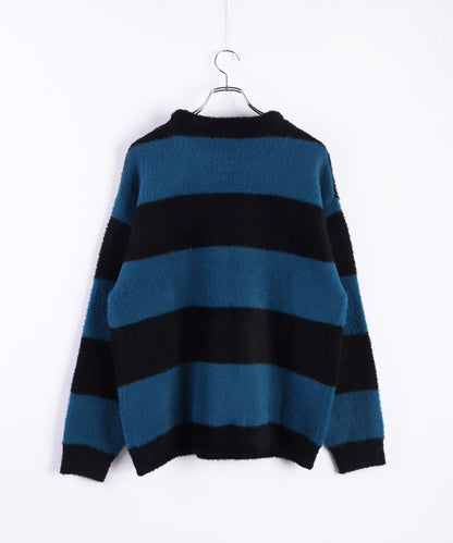 日本JP直送 羽毛紗線寬鬆條紋圓領針織衫 [2025 秋冬款] {11月30截單;預計10-14工作天發貨