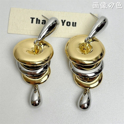 日本JP直送【新增顏色】多層圓形水滴長耳環“2025新品”{11月30截單;預計10-14工作天發貨｝