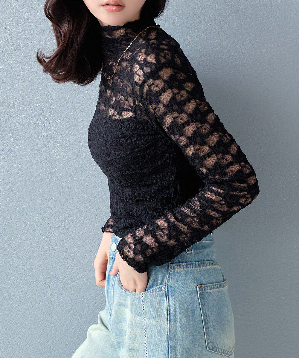 日本JP直送  【 2025新品♪】褶飾蕾絲上衣{11月30截單;預計10-14工作天發貨｝