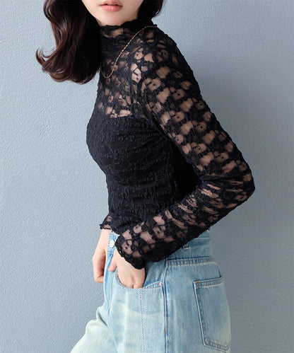 日本JP直送  【 2025新品♪】褶飾蕾絲上衣{11月30截單;預計10-14工作天發貨｝