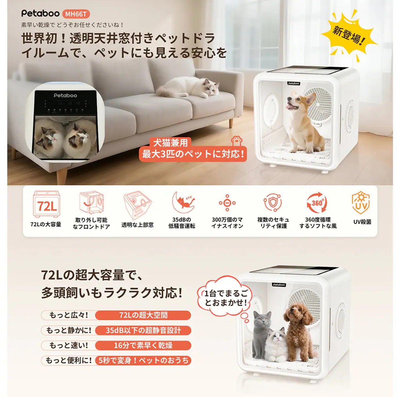 日本品牌Petaboo - 寵物護理系列|高速智能吹風機| 多功能無線吸毛器 - 7合1 – PRO|Petaboo - 手持美容吹毛機|自動真空儲糧桶 |智能寵物烘乾箱{6月14截單;預計10-14 工作天發貨}