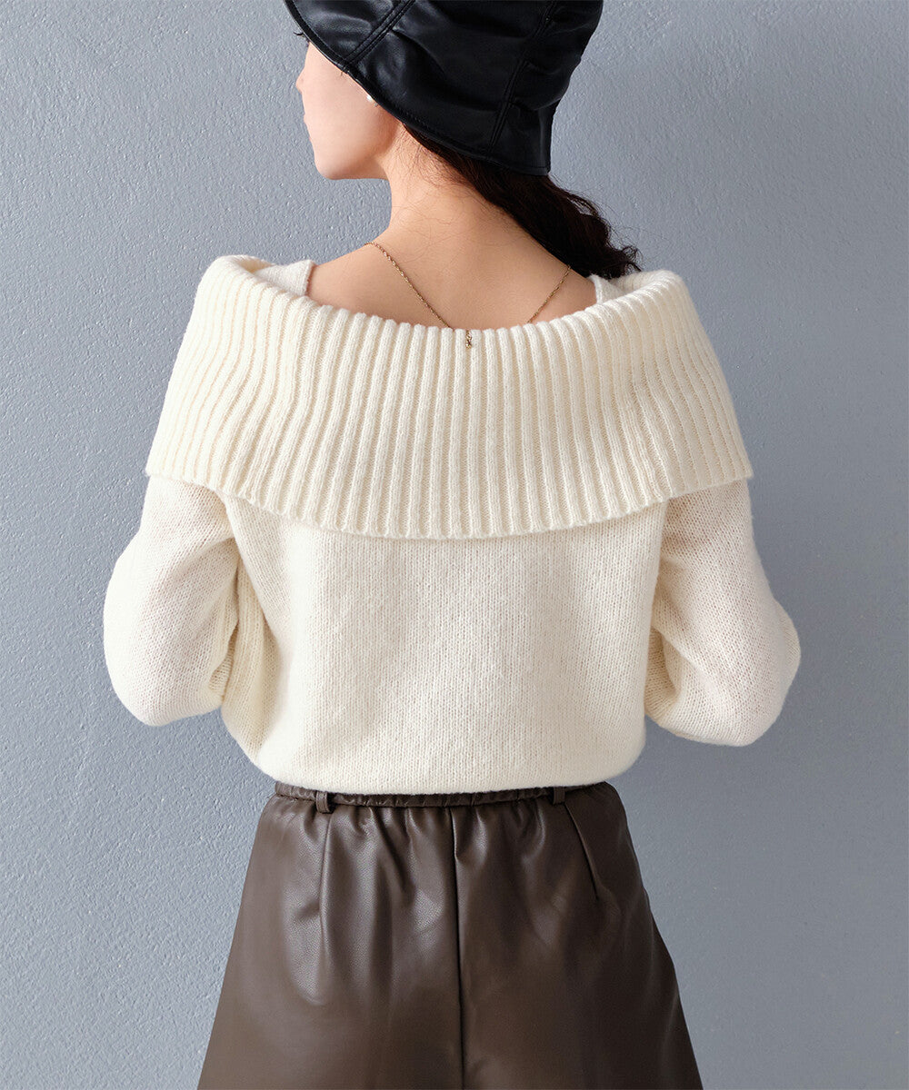 曰本JP直送【2025新品♪】馬海毛觸感露肩針織衫{11月30截單;預計10-14工作天發貨｝