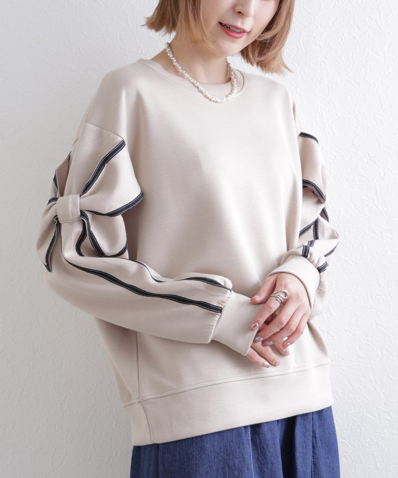 日本JP直送 預計出貨時間：2025 年 11 月初 蝴蝶結長袖上衣, 2025秋冬人氣系列，{11月30截單;預計10-14工作天發貨｝