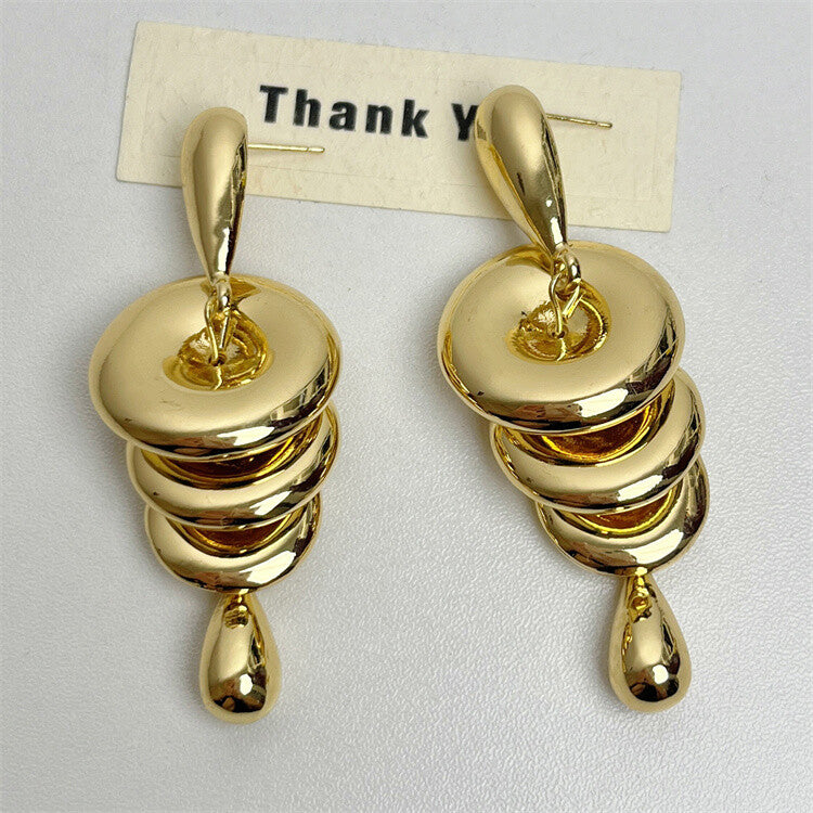 日本JP直送【新增顏色】多層圓形水滴長耳環“2025新品”{11月30截單;預計10-14工作天發貨｝