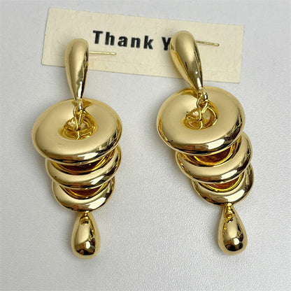 日本JP直送【新增顏色】多層圓形水滴長耳環“2025新品”{11月30截單;預計10-14工作天發貨｝