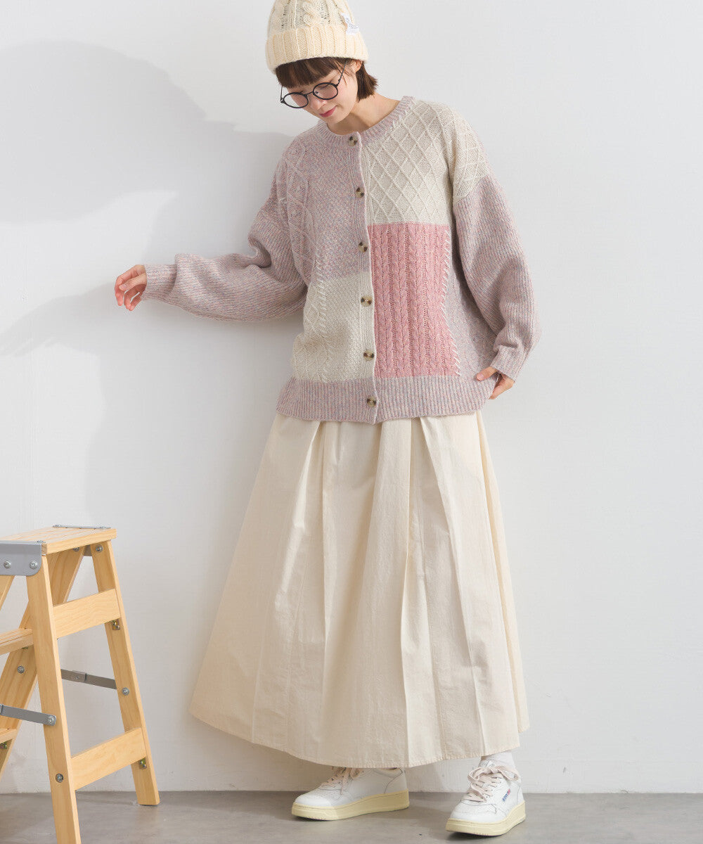 日本JP直送  混色針織開襟衫，附格紋設計 [2025 秋冬新品]　 {11月30截單;預計10-14工作天發貨｝