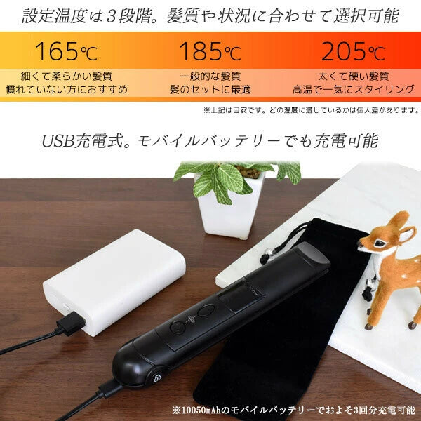 日本JP直送  使用這款 USB 充電迷你捲髮器，您可以隨時隨地快速塑造髮型  {4月15截單;預計10-14 工作天發貨}