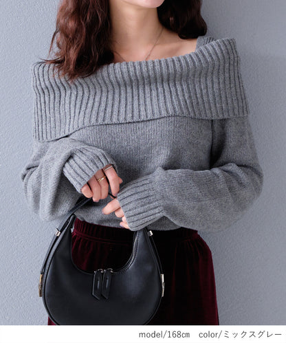 曰本JP直送【2025新品♪】馬海毛觸感露肩針織衫{11月30截單;預計10-14工作天發貨｝