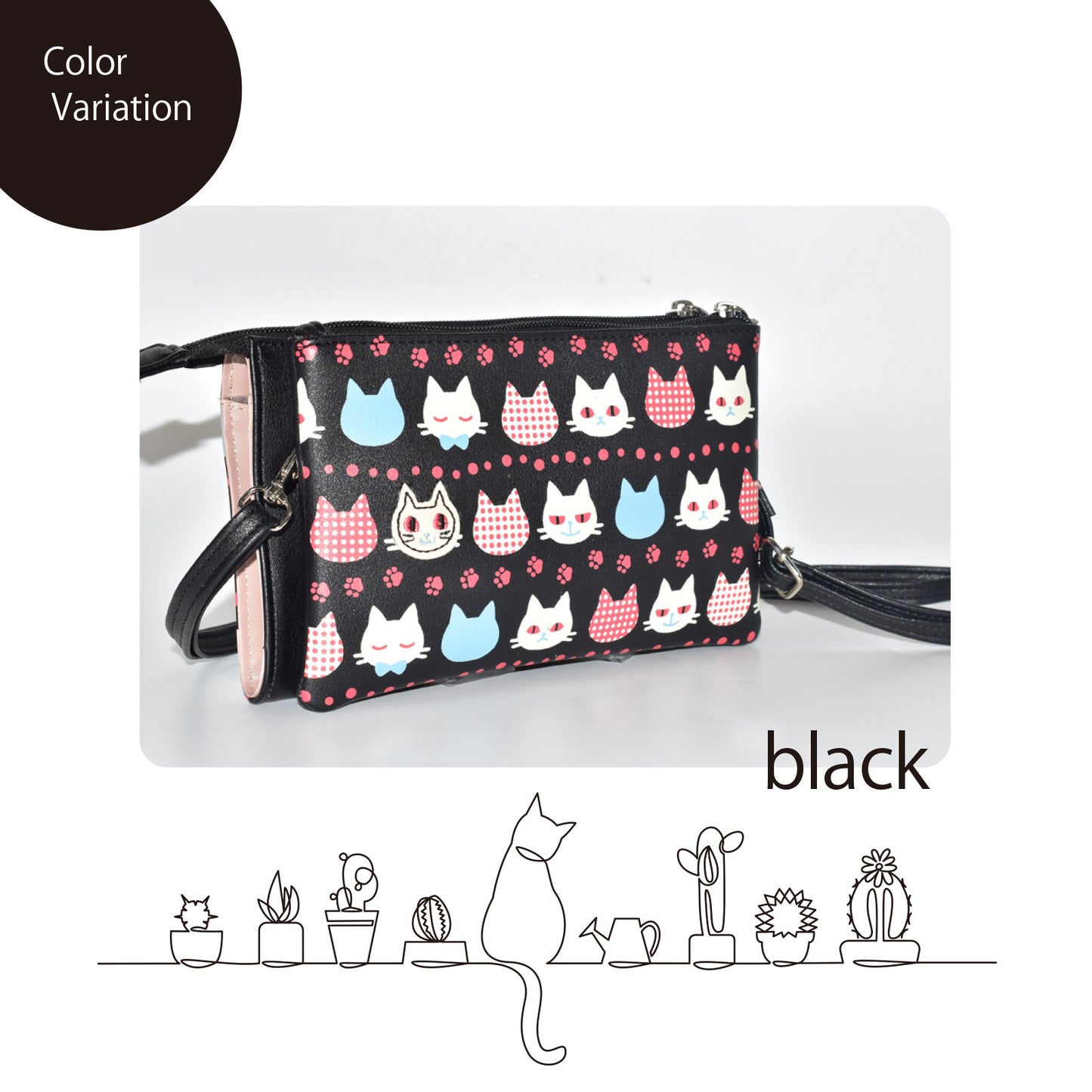 日本JP 直送  女士貓咪尼龍單肩包{11月30截單;預計10-14工作天發貨｝