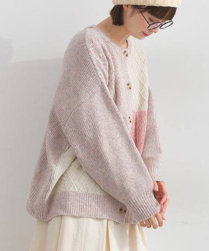 日本JP直送  混色針織開襟衫，附格紋設計 [2025 秋冬新品]　 {11月30截單;預計10-14工作天發貨｝