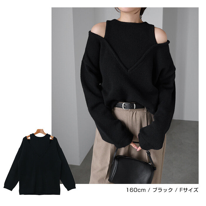 曰本JP直送 肩部開衩的多層針織上衣{11月30截單;預計10-14工作天發貨｝