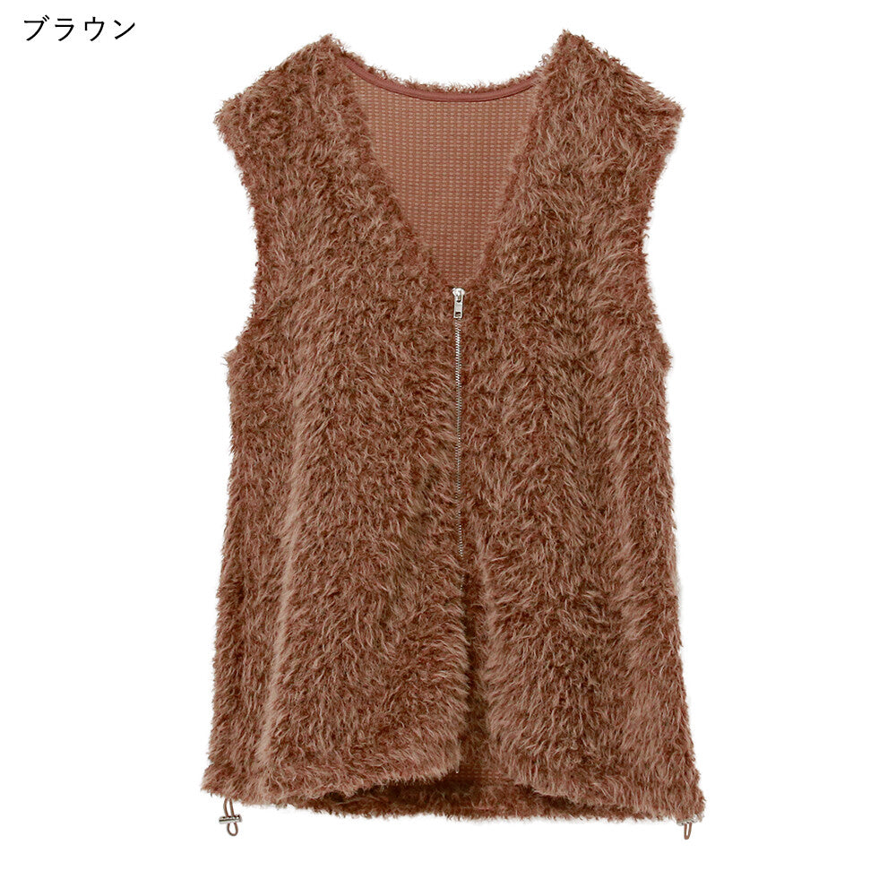 日本JP直送【2025新品♪】Shaggy Boa 雙拉鍊背心{11月30截單;預計10-14工作天發貨｝