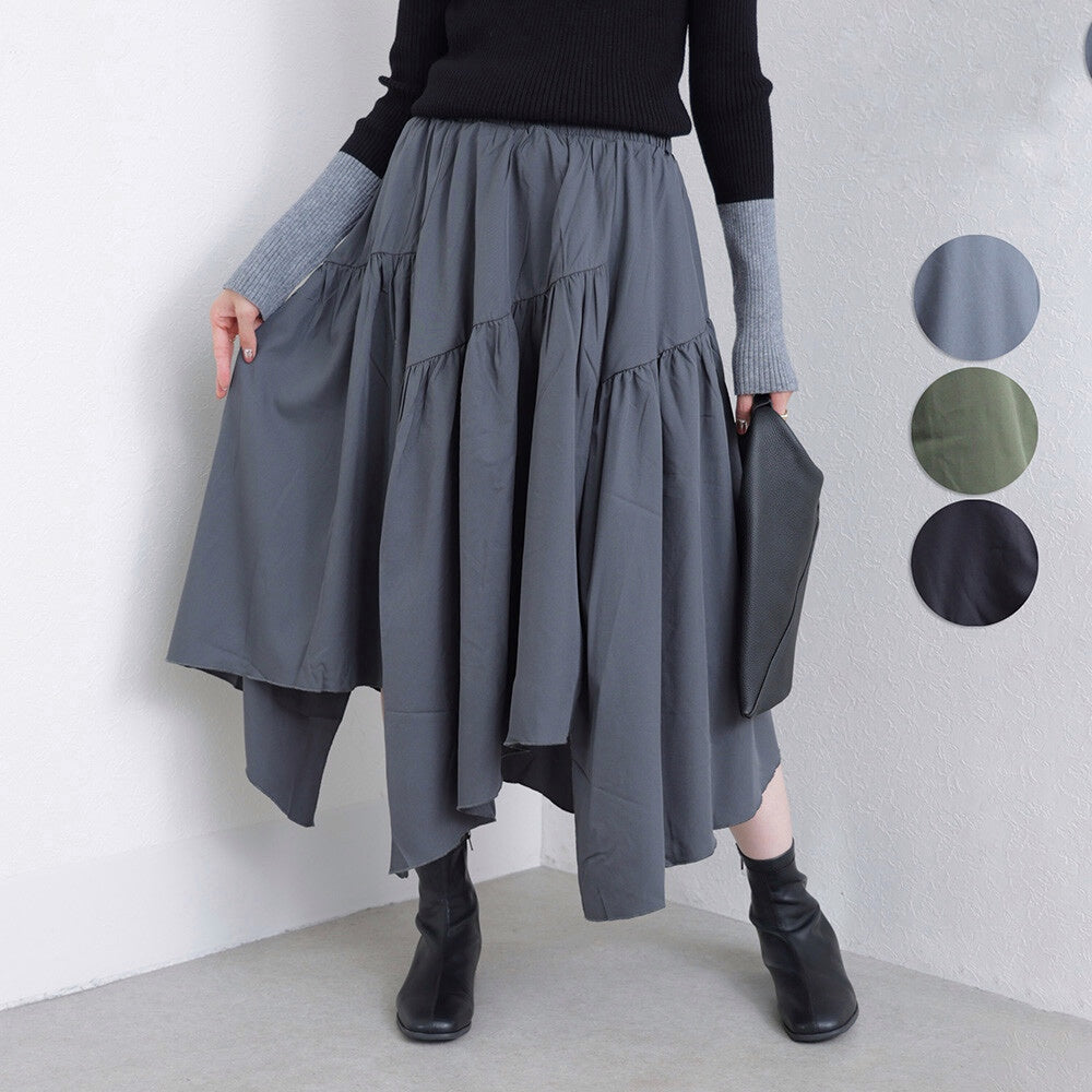 日本JP直送  2025AW 不對稱褶皺半身裙 2025 新款 經濟型{11月30截單;預計10-14工作天發貨｝