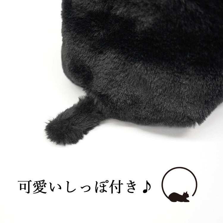 日本JP直送  可愛蓬鬆的黑色貓毛抽繩單肩包，非常適合作為禮物， {3月15截單;預計10-14 工作天發貨}