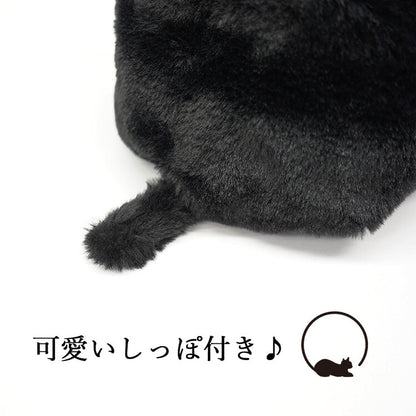 日本JP直送  可愛蓬鬆的黑色貓毛抽繩單肩包，非常適合作為禮物， {3月15截單;預計10-14 工作天發貨}