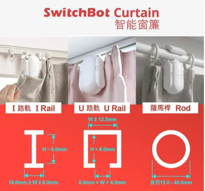 智能窗簾機器人 SwitchBot Curtain|自動遙控窗廉|App 簡易操作|30秒內完成安裝|Type C 充電 | | {1月31截單;預計10-14工作天發貨｝