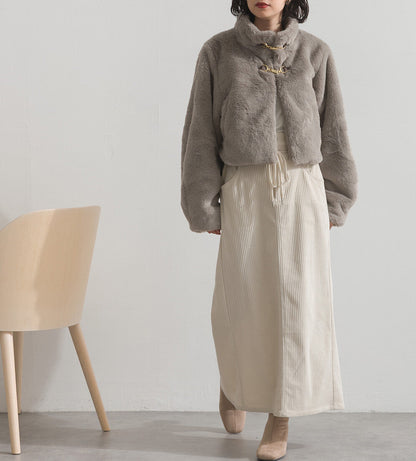 曰本JP直送  兔毛風格生態皮草短版大衣（附銜扣）[2025 秋冬新品] {11月30截單;預計10-14工作天發貨｝