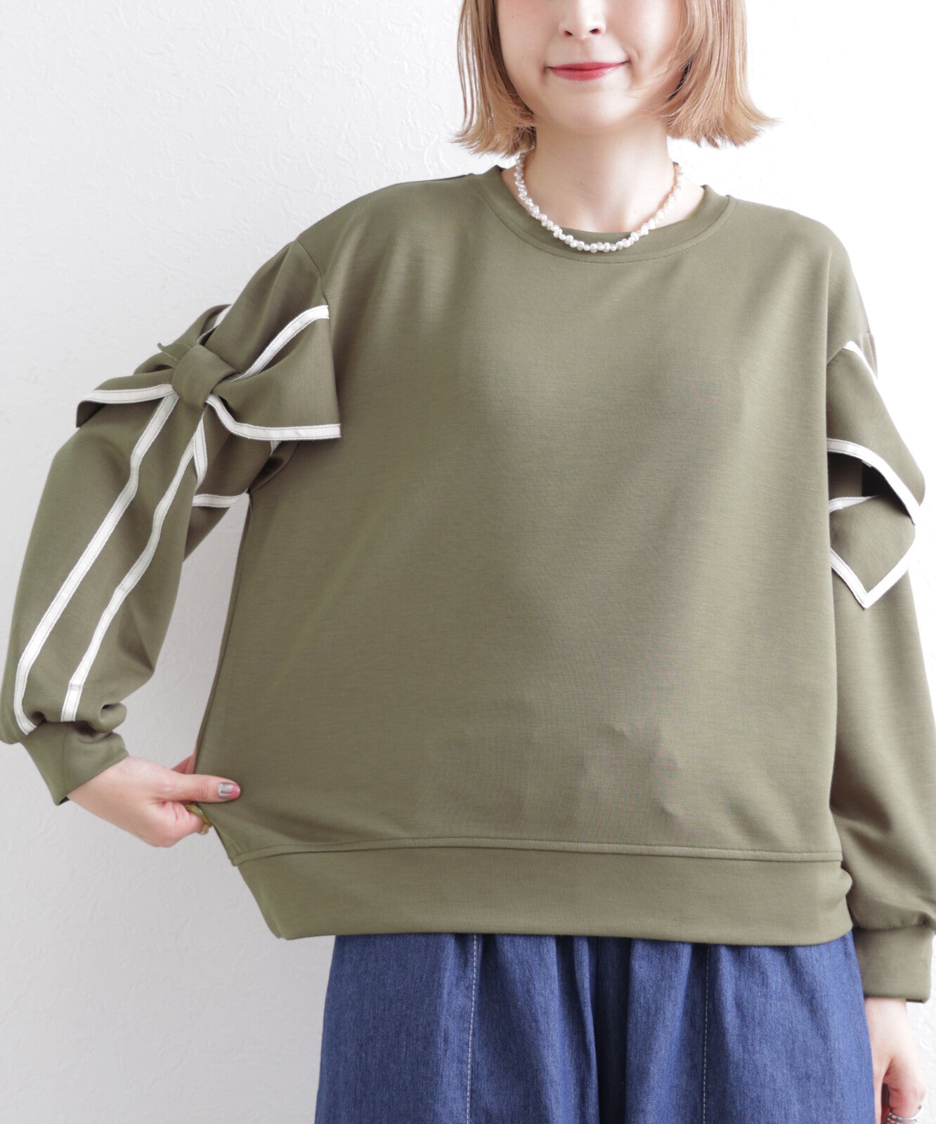 日本JP直送 預計出貨時間：2025 年 11 月初 蝴蝶結長袖上衣, 2025秋冬人氣系列，{11月30截單;預計10-14工作天發貨｝