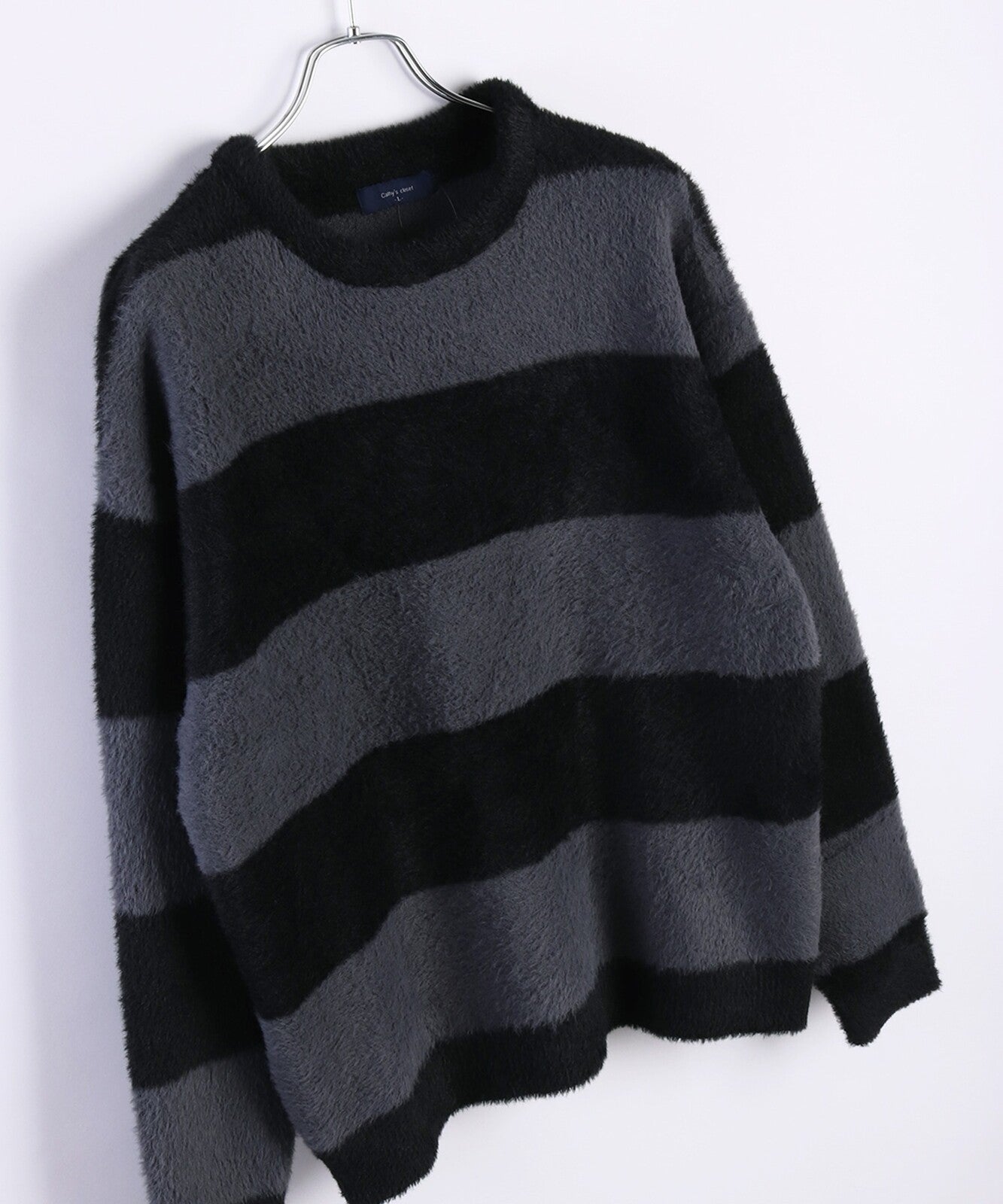 日本JP直送 羽毛紗線寬鬆條紋圓領針織衫 [2025 秋冬款] {11月30截單;預計10-14工作天發貨