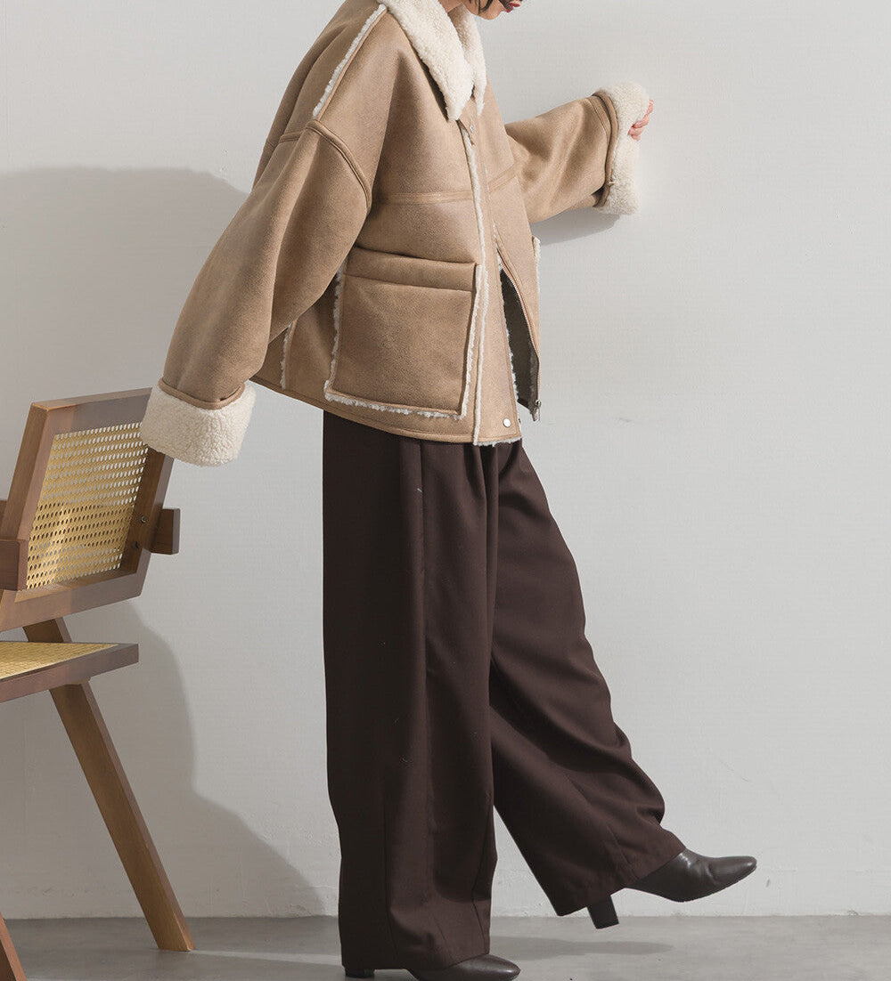 曰本JP直送 仿羊毛粘合夾克，帶羊毛襯裡 [2025 年秋冬新品] {11月30截單;預計10-14工作天發貨｝