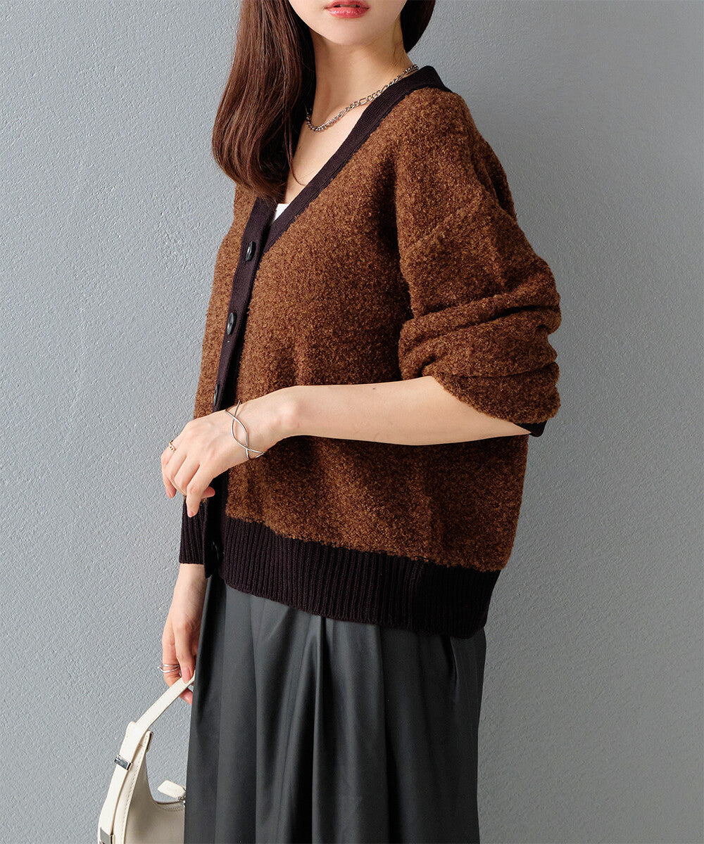 曰本JP直送  【2025新品♪】迷你毛圈紗混色針織開襟衫{11月30截單;預計10-14工作天發貨｝