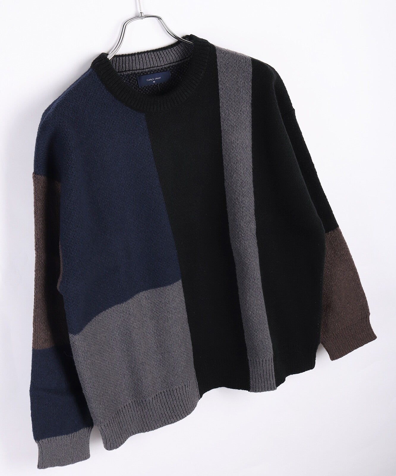 日本JP直送 撞色拼接圓領針織衫 [2025 秋冬款]  {11月30截單;預計10-14工作天發貨