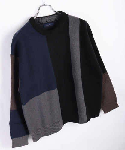 日本JP直送 撞色拼接圓領針織衫 [2025 秋冬款]  {11月30截單;預計10-14工作天發貨