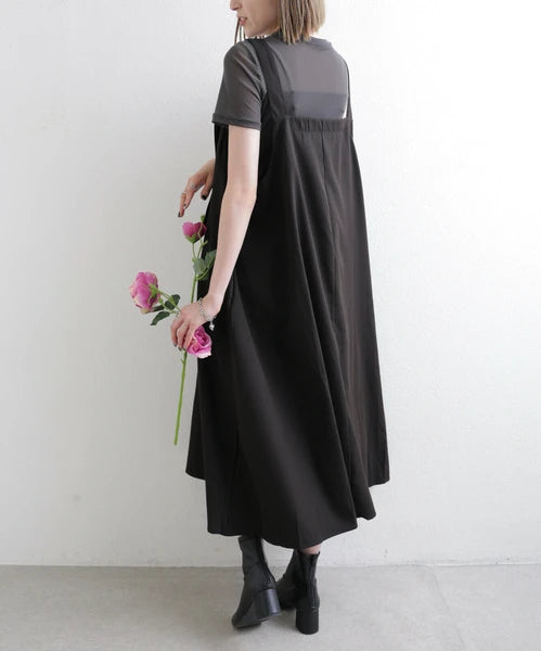 日本JP直送  不對稱色褶襉背帶裙 2025SS 新款{11月30截單;預計10-14工作天發貨｝