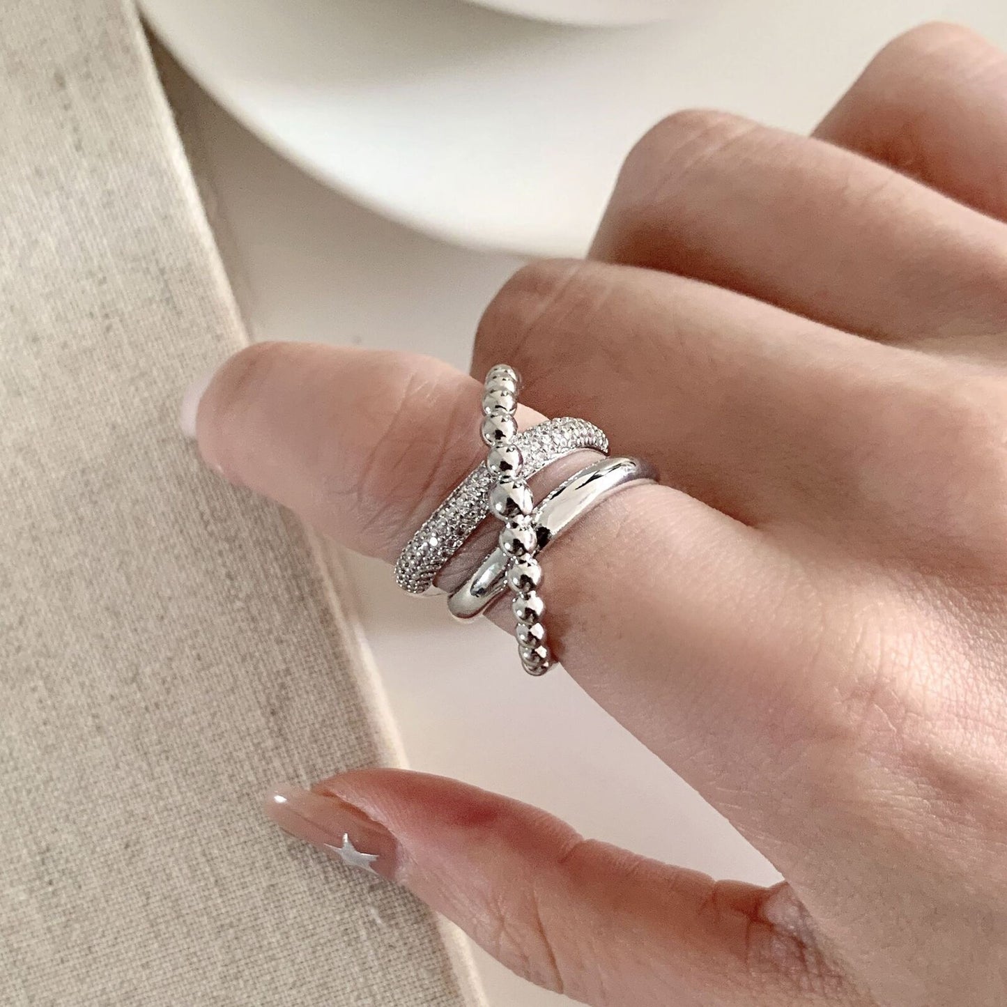 韓國戒指，均碼，925鍍銀，S925戒指，925銀｛11月30截單;預計10-14工作天發貨｝